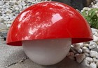 Vintage Mcm Red Acrylic Dome Swag Light Hanging Lamp Mid Century Modern 60s 70s