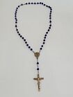 Vintage Antique Sterling Silver Rosary W  Blue Crystal Beads Beautiful Italy 