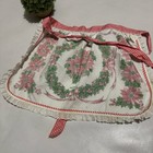 Vintage Retro Res Green Christmas Holiday Gingham Ruffle Apron