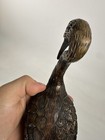 Japanese Bronze Ibis Crane Statue Standing In Lily Pads And Reeds Taisho Period
