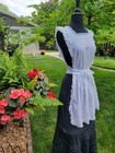 Vintage  Antique Off-white Cotton Full Apron With Embroidery And Lace
