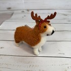 Felted Wool Corgi Dog Reindeer Antlers Christmas Tree Pet Ornament Wondershop