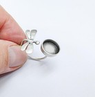 Dragonfly Silver Ring Setting Blank Cabochon Mounting Adjustable 12mm G36734