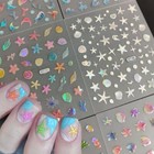 12sheets Summer Nail Art Stickers Shell Starfish Nail Stickers Cute Jellyfish 