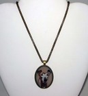 Altered Art Senior Greyhound Dog Pendant Bronze Setting  Antique Bronze Necklace