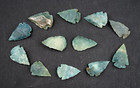 12 Select Green 1 3  Flint Arrowhead Spearhead Stone Point Knife Blade B207