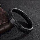 Unisex Women Men Braided Leather Steel Magnetic Clasp Bracelet Handmade
