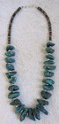 Navajo Indian Sterling Silver Bisbee Turquoise Stone Nuggets   Heishi Necklace