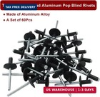 60 Pcs Large Flange Aluminum Blind Rivets Dome Head Pop 3 16  X 1 2  Black