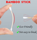 1000 Count Organic Bamboo Cotton Swabs - Pointy round Head Biodegradable Wooden