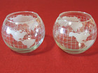 Vintage Nestle Nescafe World Globe Map Glass Floating Candle Bowl Set Of 2
