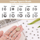 500pcs 10styles Antique Silver Rondelle Spacer Beads For Jewelry Making Sliver M