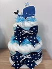 Diaper Cake Baby Shower Blue Whale