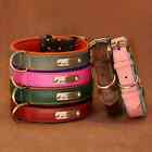 Personalized Soft Leather Dog Collar Custom Pet Name number Engraved Xs-xl