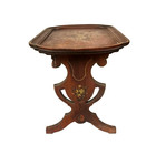 Antique Louis Xv Style Carved Wood Oval Coffee Table Flowers Painted Vintage