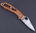 Tactical Pocket Folding Knife Plain Stainless Steel Blade Lock Back Brown Color