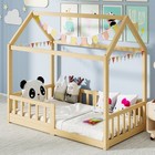 Naizea House Bed Toddler Solid Wood Kids House Bed Montessori Floor Bed W   Roof