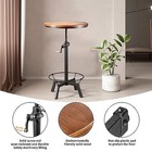  33 5-39 4 Inch Tall Industrial Bar Table-adjustable Matte Black Base brown Top