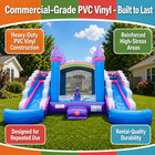 Commercial Inflatable Bounce House Pink Double Water Slide Combo With Blower