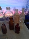Lot Of 15 Antique Embossed Glass Medicine   Misc  Bottles Vtg