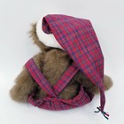 Ganz Teddy Bear Plush Stuffed Animal Brown Red Plaid Santa Hat Jumpsuit Jointed