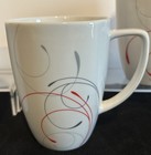 Set Of 4 Corelle Coordinates Splendor Mugs Red Grey Swirl 12 Oz