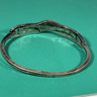 Vintage Signed Alpaca Mexico Abalone Silver Tone Inlay Hinge Bangle Bracelet