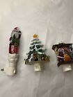 Vintage Christmas Lot Of 3 Nightlights With On Off Switch Santa Tree Fireplace