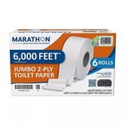 Marathon Jumbo Roll Commercial 2-ply White Toilet Paper 6 Rolls  1000 Ft  roll
