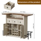 Farmhouse Bar Cabinet With Glasses Holder Liquor Bar Wine Storage Table With Led