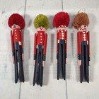 Vintage Handmade Wood Clothespin Ornaments Lot Of 10 Dolls And Soldiers