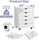 White 5 Drawer Dresser Chest Mobile Storage Cabinet Display Organizer With Wheel