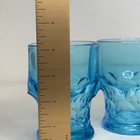 Vintage Capri Blue Honeycomb Glass Tumblers Canton Glass Co  Mcm Barware Set 4