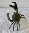  Antique Japanese Bronze Crab Okimono Large Copper Statue Bonsai Display Art 