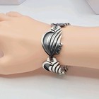 Vintage Taxco Pjh Sterling Silver Wave Link Bracelet 925 Eagle 3 Mexico 58g