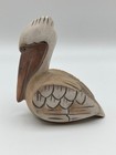 Vintage Carved Wooden Pelican Bird Figurine 4    Marine Cottage Decor Lightweight