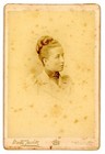 Antique Cabinet Card Portrait Victorian Lady Cool Hair Style Bar Brooch  48