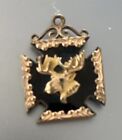 Antique Or Vintage Fob   Pendant Loyal Order Of Moose Loom Gold Tone Metal Black