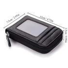 Leather Credit Card Holder Rfid-blocking Zipper Pocket Wallet With Id Window