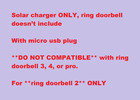 New Solar Charger For Ring Video Doorbell For 2nd Generation  2020 Release  Only