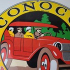Vintage Conoco Gasoline Porcelain Sign - Automobile Gas Service Advertising Sign