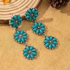 Boho 925 Sterling Silver Vintage Tibetan Tibet Turquoise Dangle Stud Earrings