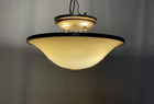 Antique Vtg Art Deco Mcm Semi Flush Mount Ceiling Light Custard Uranium Glass Ug