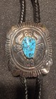 Large Vintage Tommy Singer Navajo Sterling Silver Turquoise Bolo Tie 