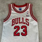 Vintage Champion Chicago Bulls Jersey Kids M 10-12 White Michael Jordan 23 Nba