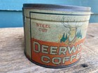 Deerwood Coffee One Pound Tin Can Vintage Advertising Stevens Point  Wisconsin