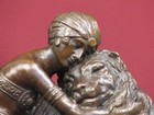 Signed Bronze Sculpture Art Deco Highly Detailed  Statue Very Rare On Marble
