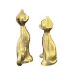 Vintage 60s Mcm Mid-century Modern Siamese Cats Solid Brass Set Of 2 Kitty Cat