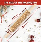Wooden Rolling Pin Engraved Embossing Snowflake Pattern Biscuit Baking Christmas