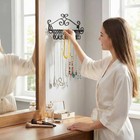 Wall Mounted Black Metal Jewelry Organizer  Necklace Storage Rack W  20 S-hooks 